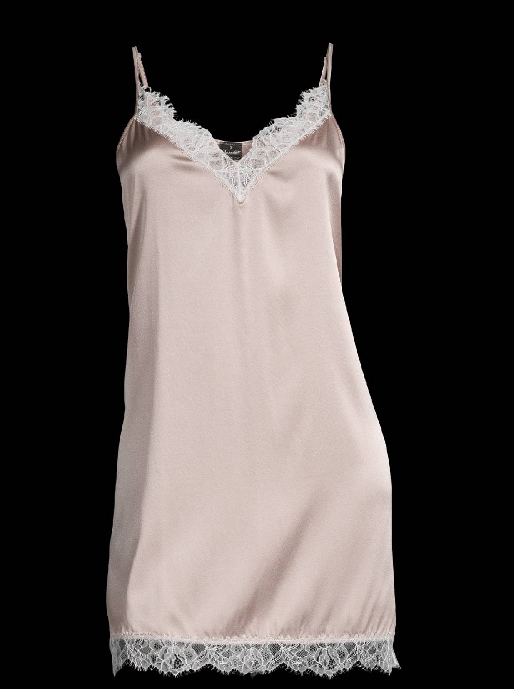 Oscalito Babydoll in seta elasticizzata con pizzo chantilly 10336 In Linea
