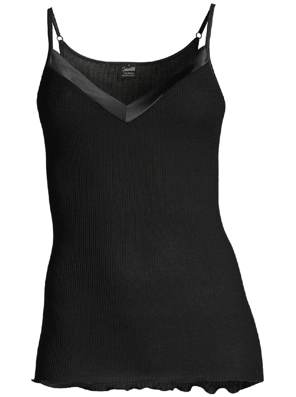 Oscalito Filoscozia Top Scollo V con Bordi in Raso 16130 Soddisfazione Garantita