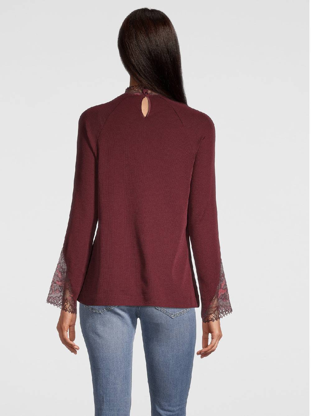 Oscalito Manica lunga in Lana e Seta con Pizzo Leavers 6468 Esporta salva