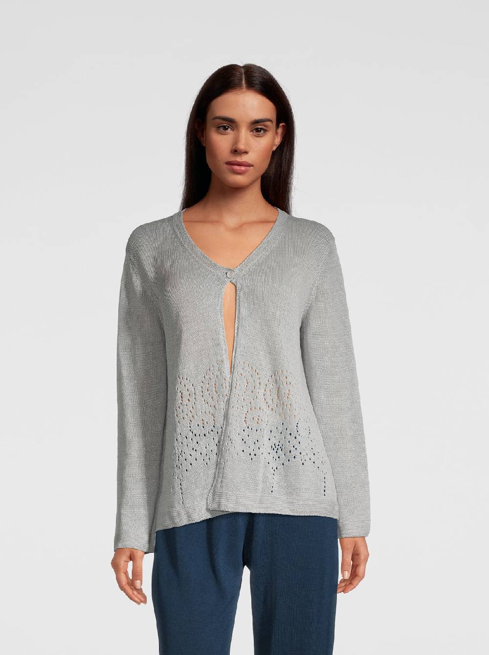 Oscalito Cardigan Tricot in maglia di Puro Lino 6586 Moda