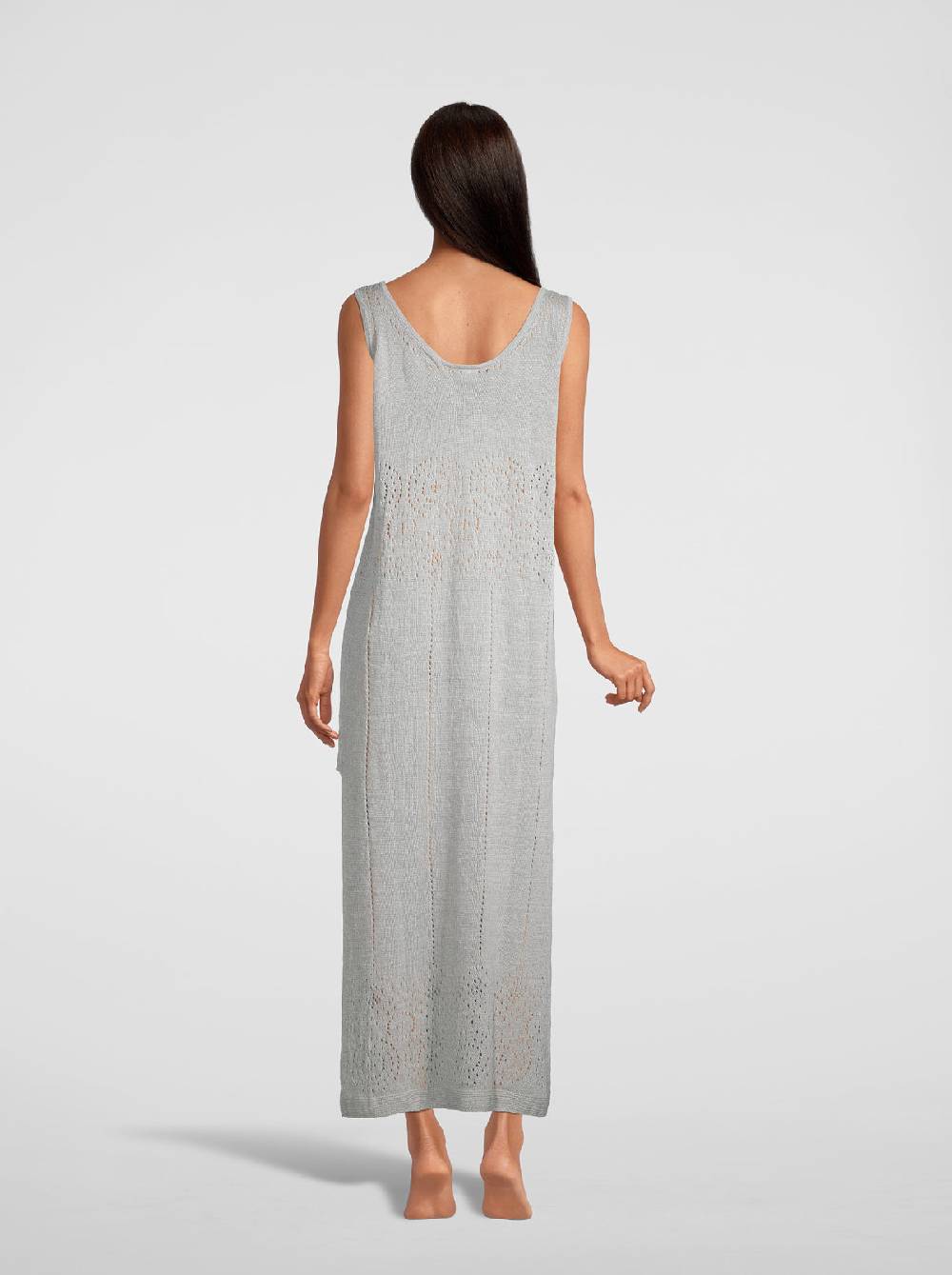 Oscalito Abito lungo senza maniche in maglia di puro lino 6588 Shopping Online