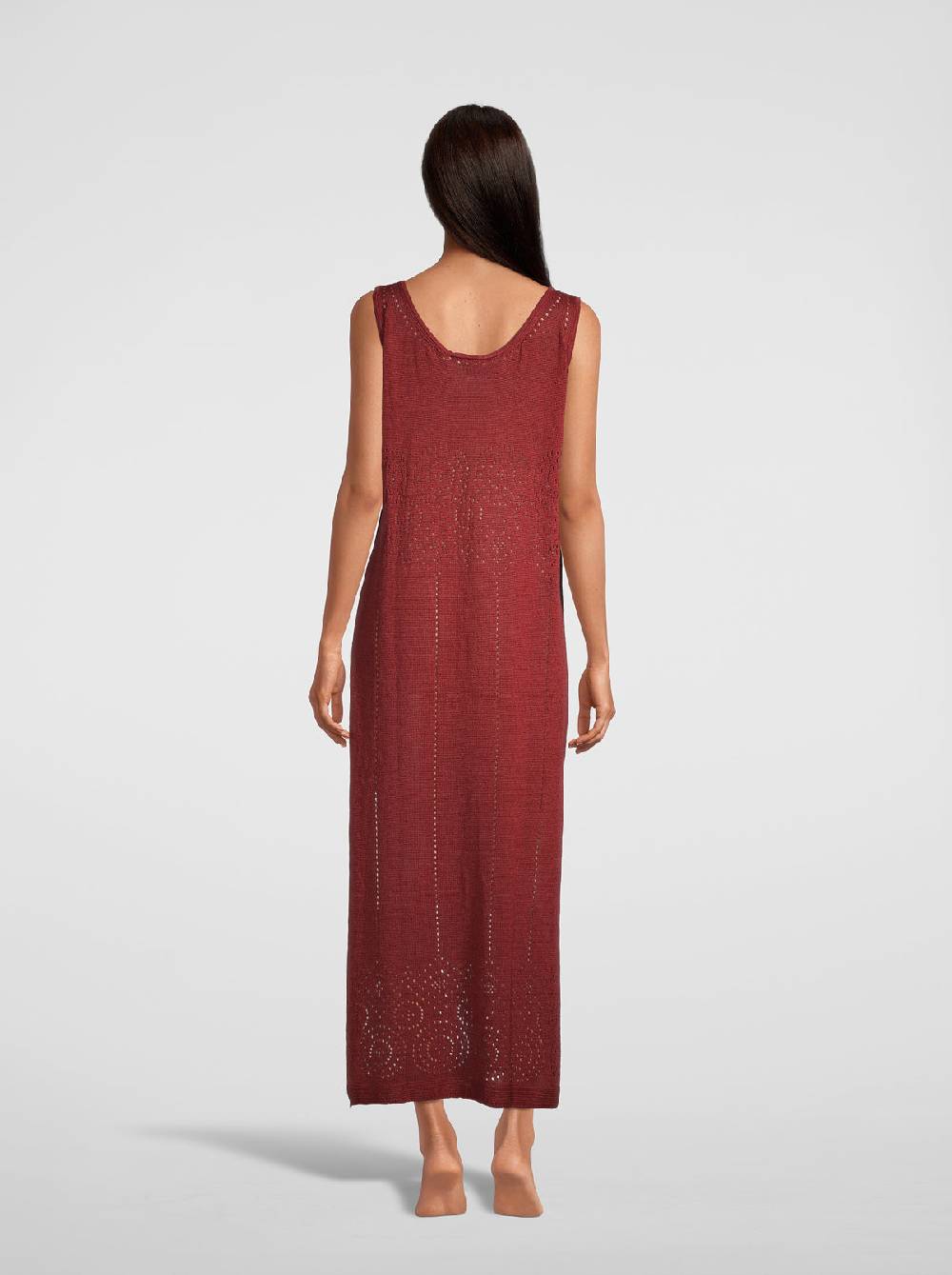 Oscalito Abito lungo senza maniche in maglia di puro lino 6588 Shopping Online