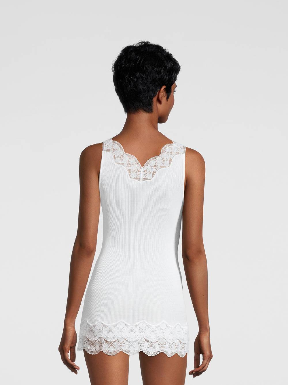 Oscalito Filoscozia Babydoll Canotta con Pizzo Leavers 7006 Italy