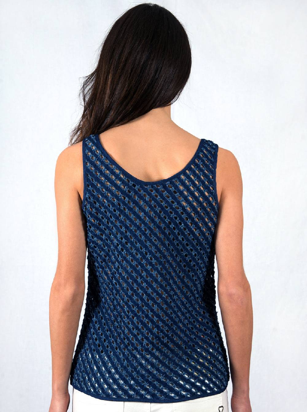 Oscalito Canotta in misto cotone denim laserato 4600 Negozi Online