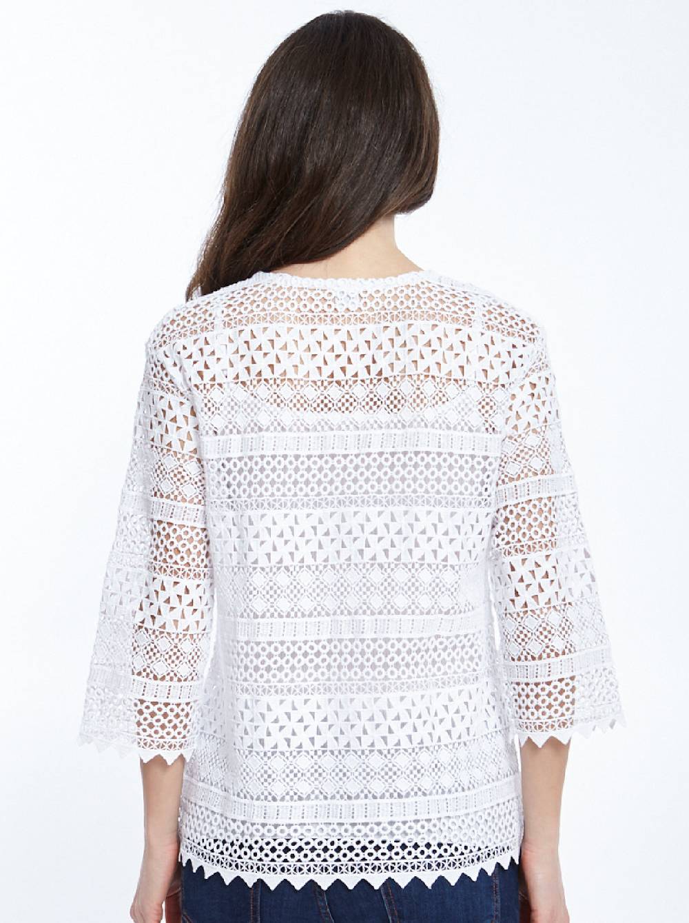 Oscalito Cardigan a maniche midi Allover Macramè Cotone 4536 Prezzo Ridotto
