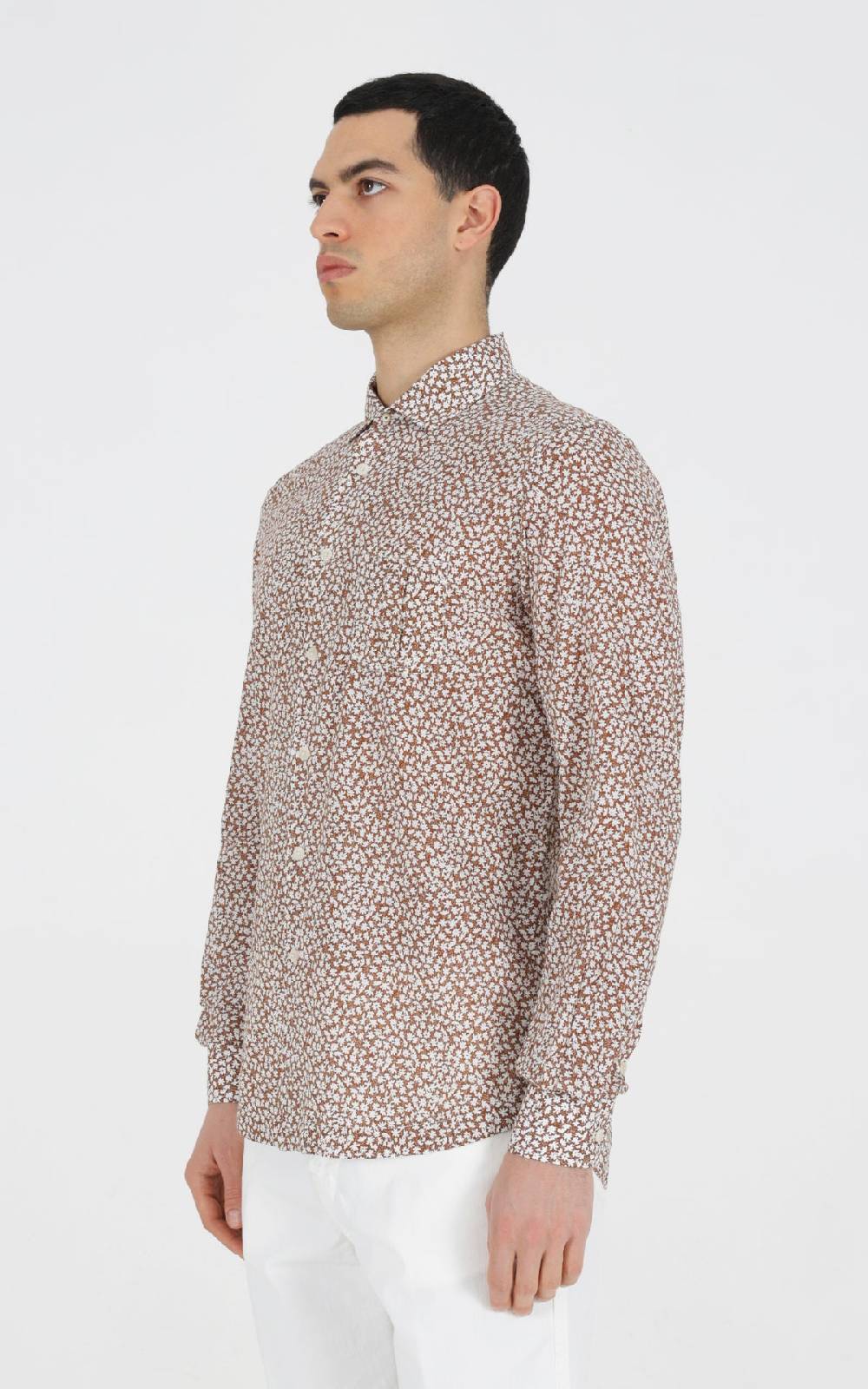 Outfit Italy Camicia francese con taschino in cotone stampato Offerte