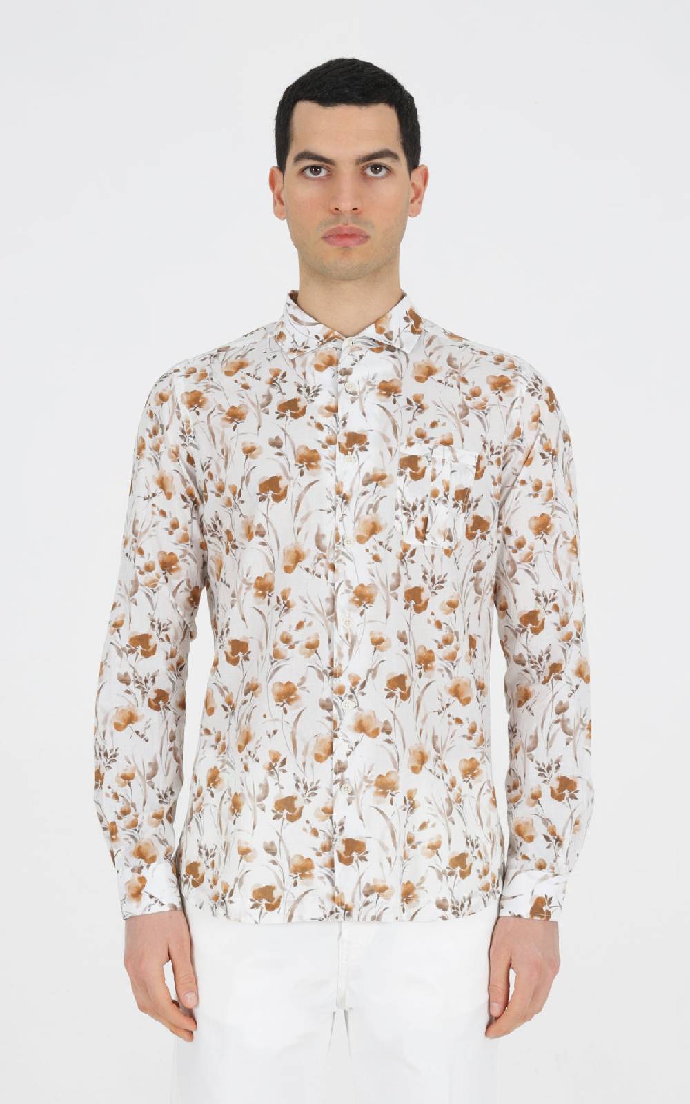 Outfit Italy Camicia francese con taschino in cotone stampato Vendita Economica