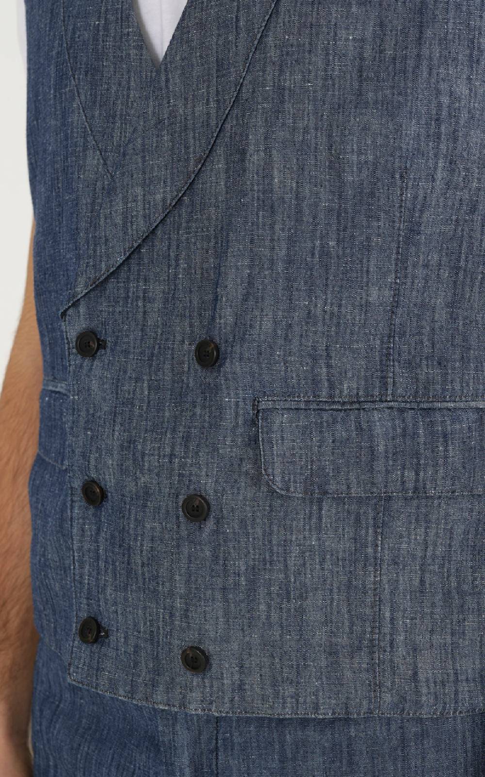 Outfit Italy Gilet doppiopetto in tessuto effetto denim Vendite Flash