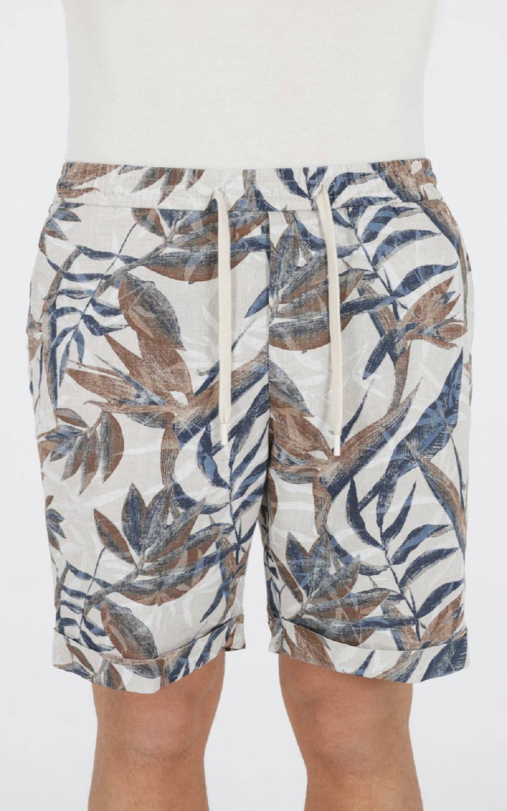 Outfit Italy Bermuda con laccio in misto lino stampato Spedizione Gratuita