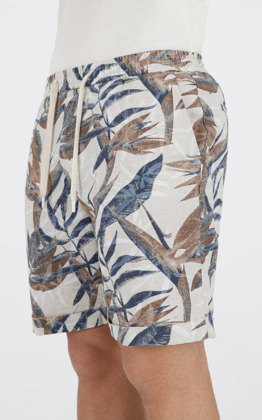 Outfit Italy Bermuda con laccio in misto lino stampato Spedizione Gratuita