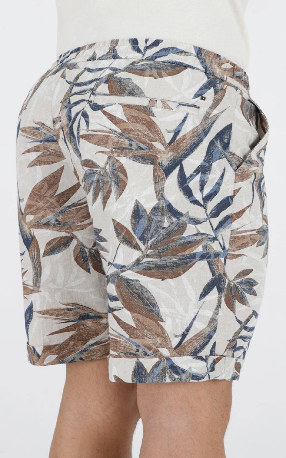 Outfit Italy Bermuda con laccio in misto lino stampato Spedizione Gratuita