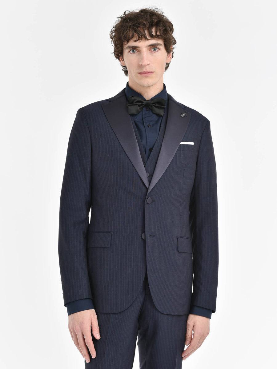 Paoloni Abito con gilet gessato ton sur ton in lana Negozi Online