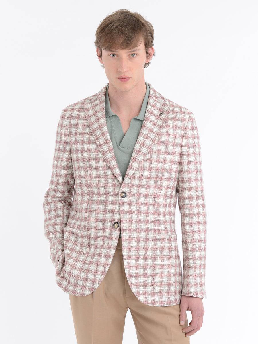 Paoloni Giacca slim check cotone lino delavè Online