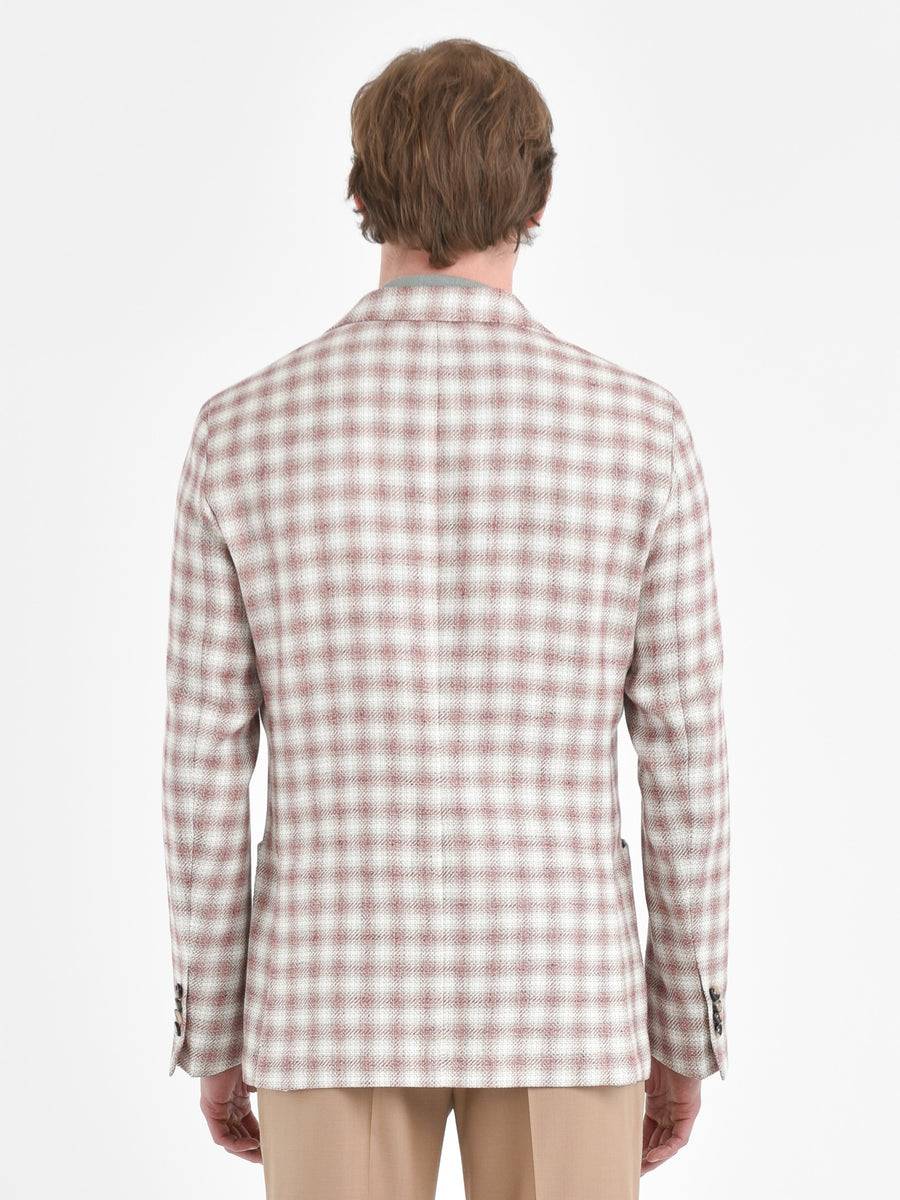Paoloni Giacca slim check cotone lino delavè Online