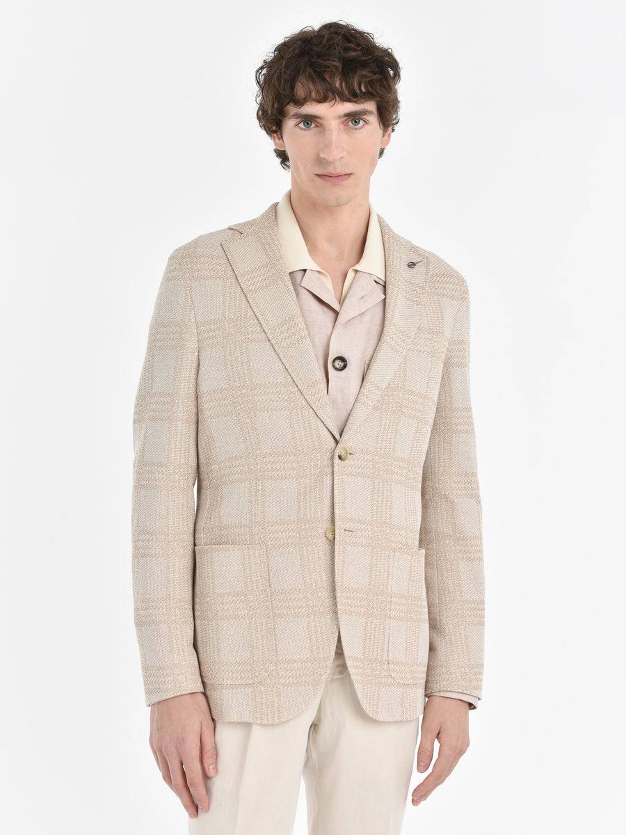 Paoloni Giacca slim jersey moulinè check Outlet