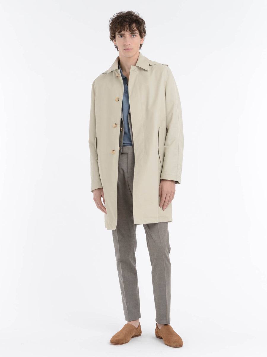 Paoloni Trench sfoderato gabardina tecnica misto cotone Saldi Di Fabbrica