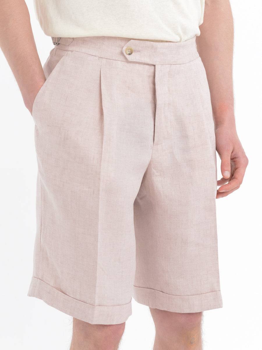 Paoloni Bermuda con risvolto lino delavè Fino Al -60%