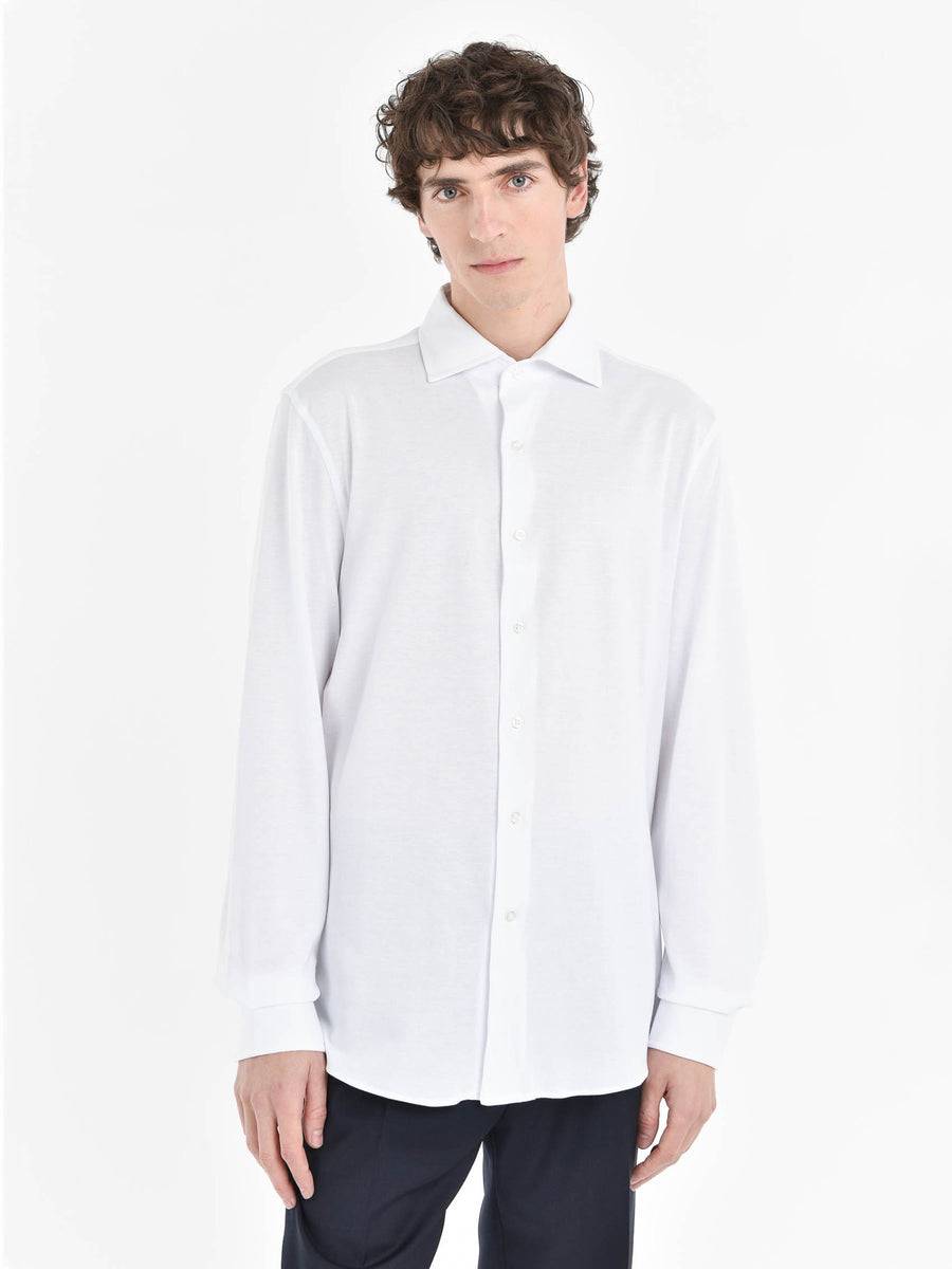 Paoloni Camicia regular piquet di jersey in cotone In Vendita