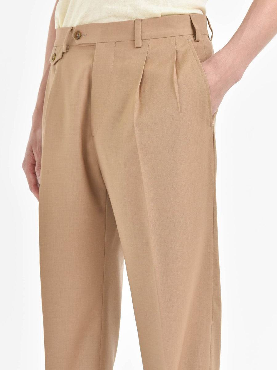 Paoloni Pantalone doppia pinces tela di lana stretch Consegna Veloce