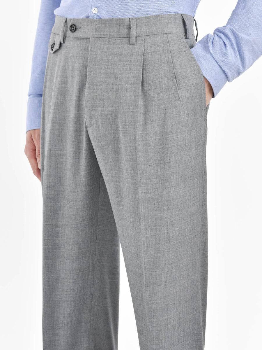 Paoloni Pantalone doppia pinces tela di lana stretch Fino Al -60%