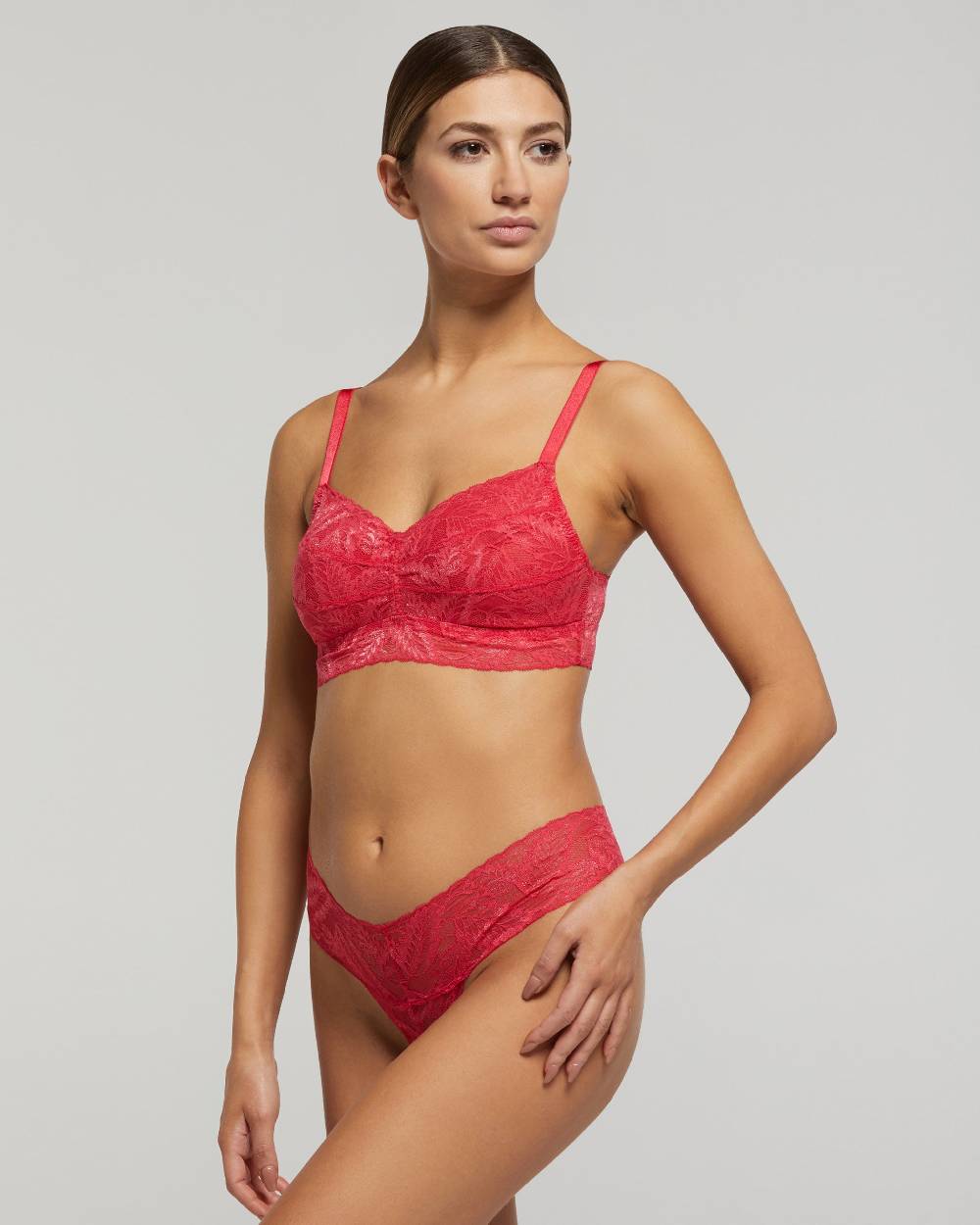 Pompea Set Completo coordinato Intimo Pizzo (Fragola) Moda