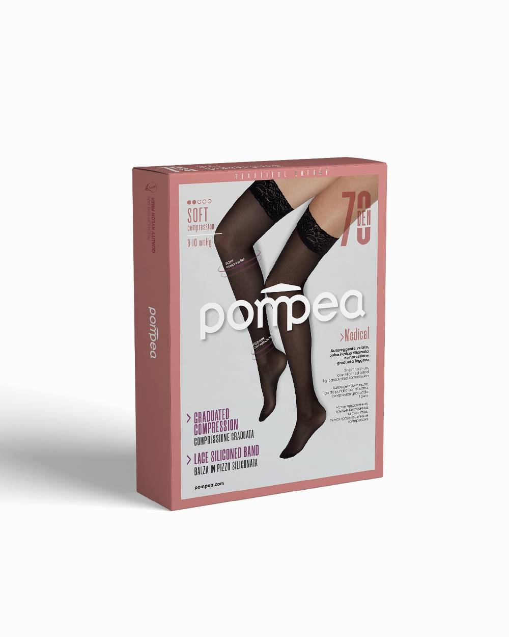Pompea Autoreggente velato 70 denari contenitivo con compressione graduata leggera Vendita Economica