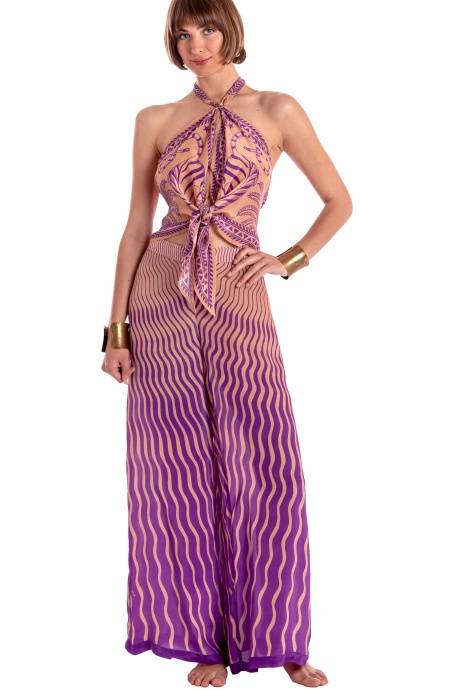 Pin Up Stars PANTALONE PALAZZO STAMPA TIGER SUN Prezzo Ridotto