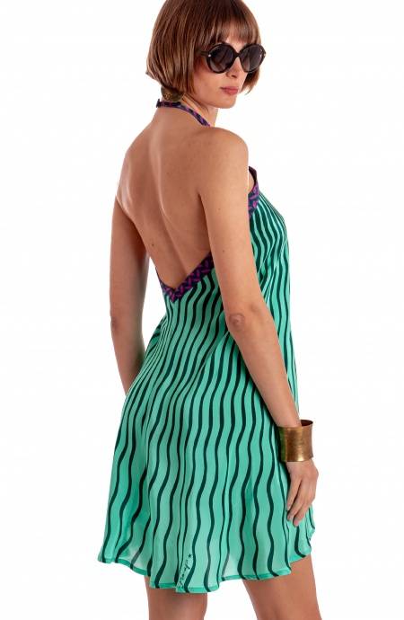 Pin Up Stars ABITO CORTO CON ALLACCIATURA COLLO STAMPA TIGER SUN Offerta