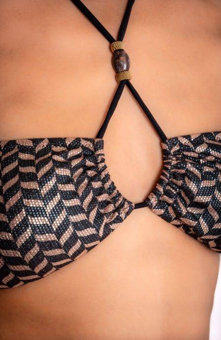 Pin Up Stars BIKINI FASCIA IMBOTTITA LAMÈ CON ACCESSORI E BORCHIE STAMPA SPIGHETTA Negozio