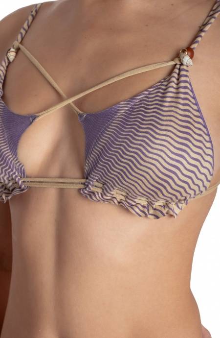 Pin Up Stars BIKINI TRIANGOLO IMBOTTITO DAINETTO CON PERLE E CONCHIGLIE STAMPA TIGER SUN Shopping Online