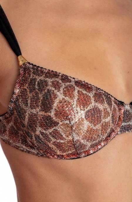 Pin Up Stars BIKINI BALCONCINO FERRETTO STAMPA PAILLETTES GIRAFFA Economico
