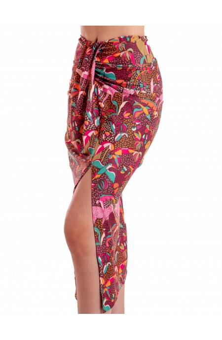 Pin Up Stars GONNA LONGUETTE CON SPACCO STAMPA TROPICAL Acquista Ora