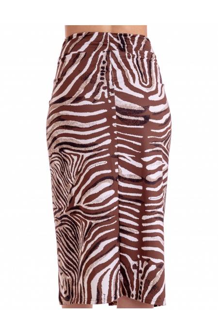 Pin Up Stars GONNA LONGUETTE CON SPACCO STAMPA ZEBRA Fino Al -60%