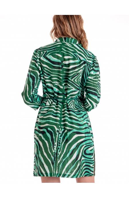 Pin Up Stars ABITO CHEMISIER CON CINTURA STAMPA ZEBRA Sconto