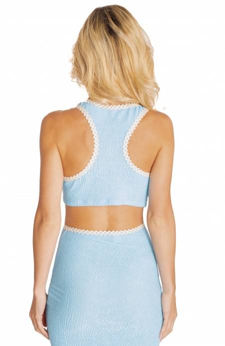 Pin Up Stars CROP TOP GOFFRATO CON PASSAMANERIA TINTA UNITA Online