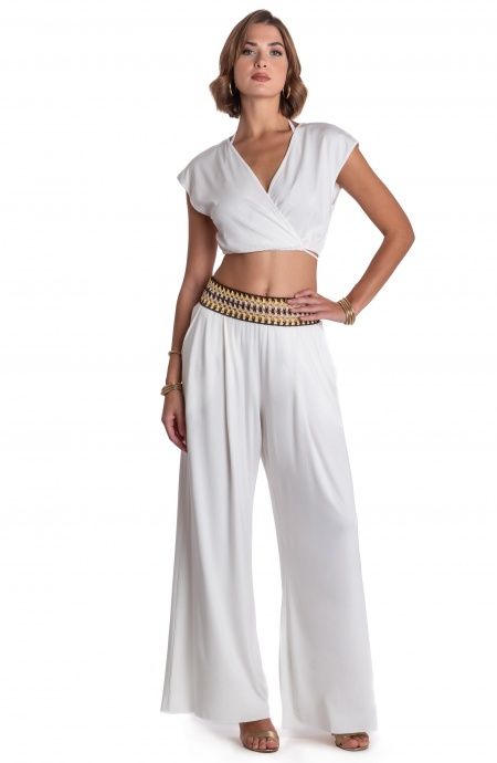 Pin Up Stars PANTALONE PALAZZO CON PASSAMANERIA CROCHET Italia