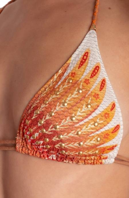 Pin Up Stars BIKINI TRIANGOLO IMBOTTITO CON BORCHIE STAMPA WINGS Spedizione Gratuita
