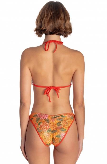 Pin Up Stars BIKINI TRIANGOLO IMBOTTITO PIZZO MACRAMÈ STAMPA FLOWER BIRD Soddisfazione Garantita