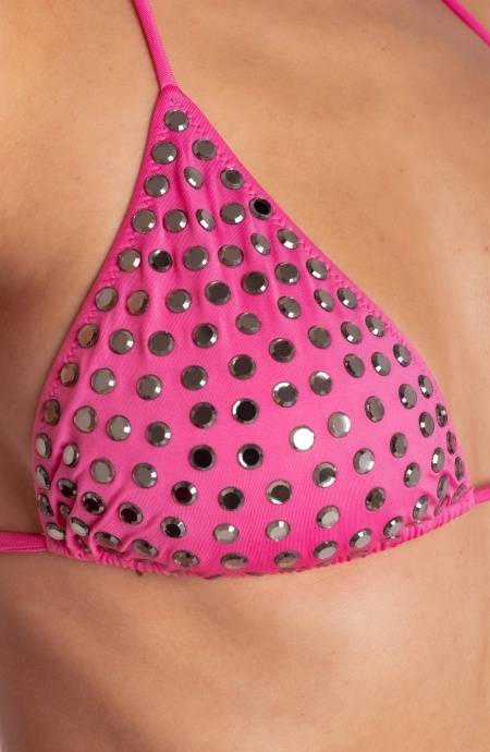 Pin Up Stars BIKINI TRIANGOLO IMBOTTITO CON CRISTALLI SPECCHIETTI Affare Del Giorno