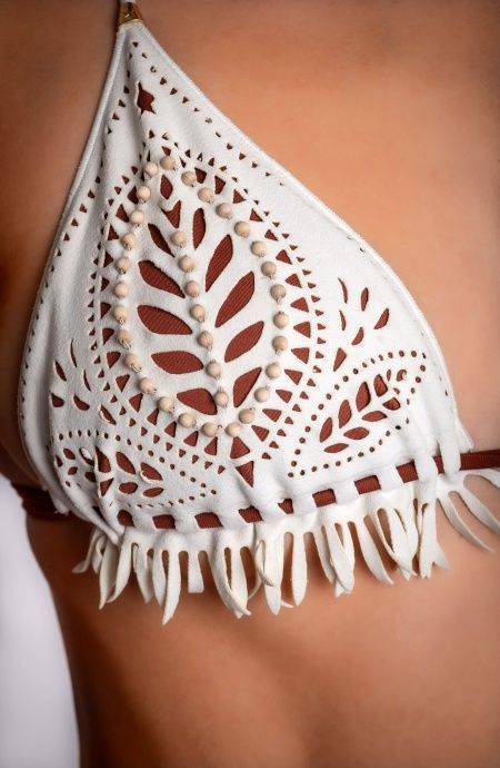 Pin Up Stars BIKINI TRIANGOLO IMBOTTITO CON LAVORAZIONE LASER E RICAMO PERLINE Offerta Anniversario