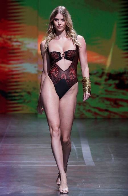 Pin Up Stars COSTUME DA BAGNO INTERO CON FASCIA IMBOTTITA E ACCESSORIO STAMPA TIGER SUN Online