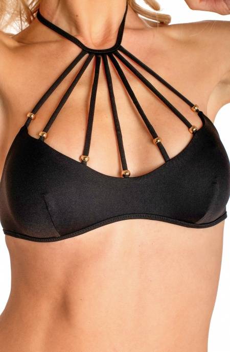 Pin Up Stars BIKINI BRASSIERE RAGGIO CON PERLE TINTA UNITA Saldi