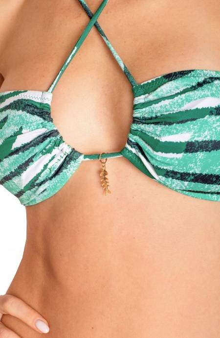 Pin Up Stars BIKINI FASCIA IMBOTTITA CON CIONDOLO STAMPA ZEBRA Nuovo