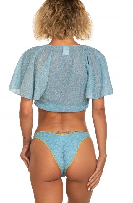 Pin Up Stars Crop Top Incrociato Tinta Unita Lurex Affare Del Giorno