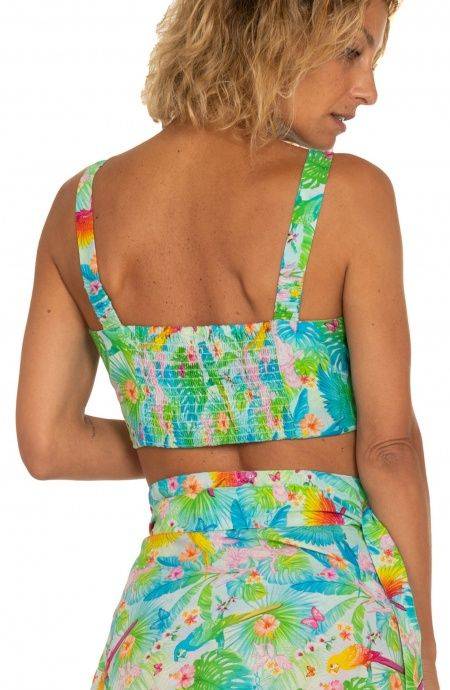 Pin Up Stars Top Con Spalline Stampa Happy Tropical Presa