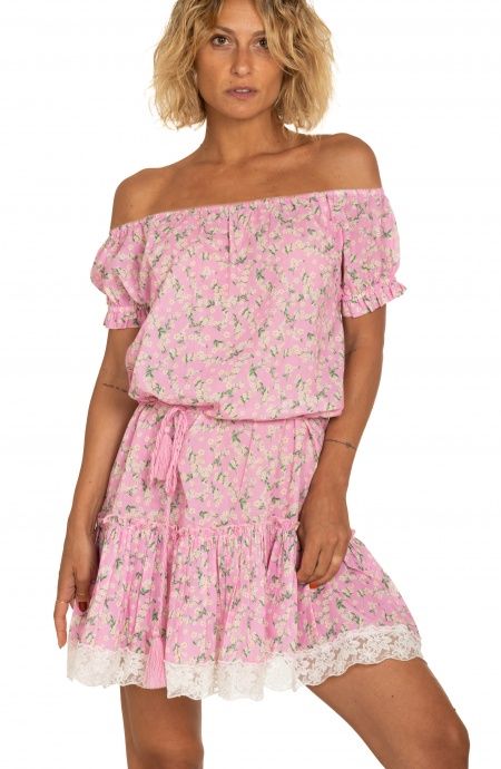 Pin Up Stars Abito Maniche A Palloncino Flower Print Saldi Di Fabbrica