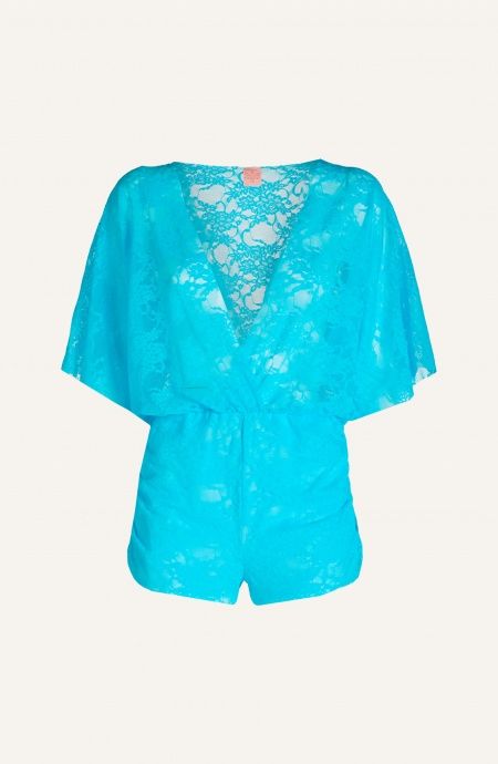 Pin Up Stars Tutina Scollo Profondo Maniche A Farfalla E Coulisse Pizzo