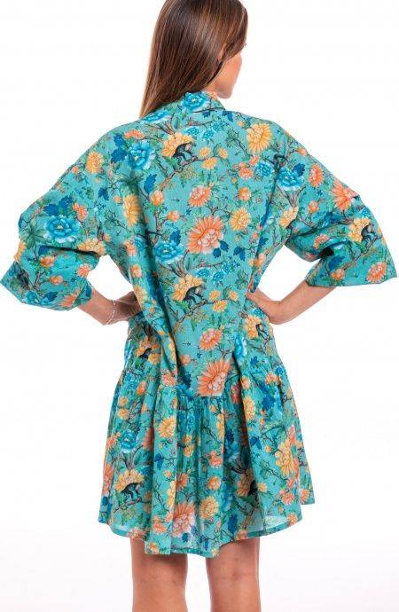 Pin Up Stars Abitino In Cotone Collo Camicia Stampa Monkey Spedizione Gratuita