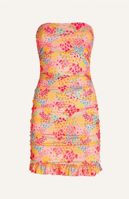 Pin Up Stars Tubino Off-Shoulders Arricciato Lurex Stampa Tutti Frutti Soddisfazione Garantita