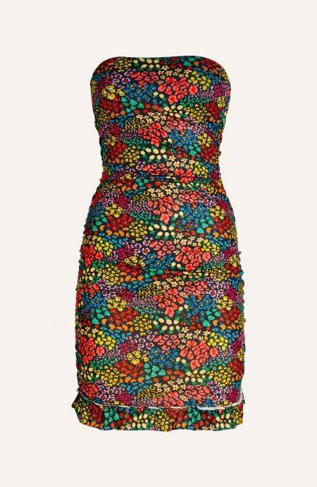 Pin Up Stars Tubino Off-Shoulders Arricciato Lurex Stampa Tutti Frutti Soddisfazione Garantita